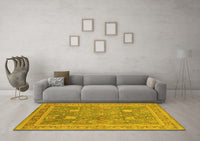 Machine Washable Oriental Yellow Industrial Rug, wshurb3227yw