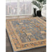 Mid-Century Modern Dark Almond Brown Oriental Rug in Family Room, urb3227