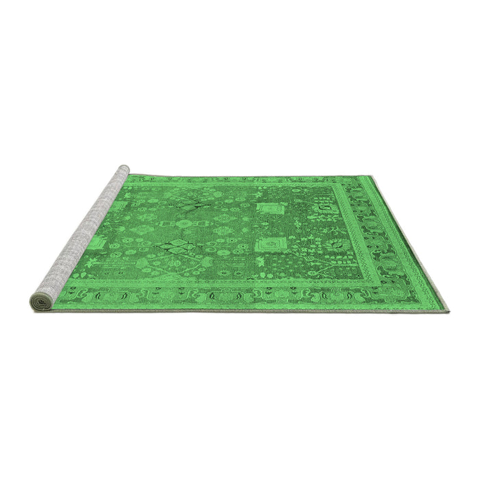 Sideview of Machine Washable Oriental Emerald Green Industrial Area Rugs, wshurb3227emgrn