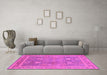 Machine Washable Oriental Pink Industrial Rug in a Living Room, wshurb3227pnk