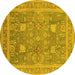 Round Oriental Yellow Industrial Rug, urb3227yw