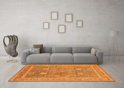 Machine Washable Oriental Orange Industrial Area Rugs in a Living Room, wshurb3227org
