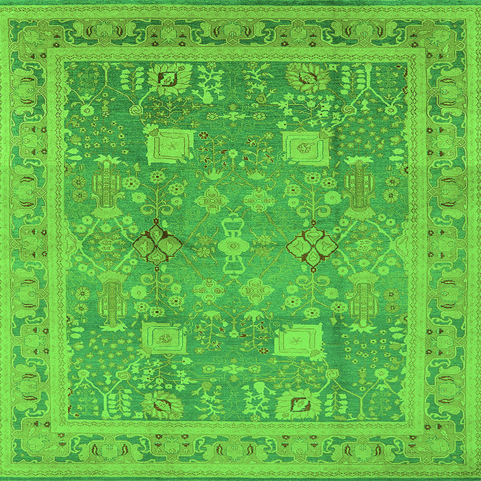 Square Machine Washable Oriental Green Industrial Area Rugs, wshurb3227grn