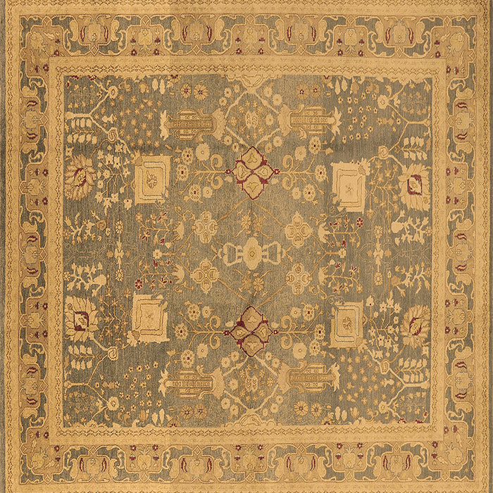 Square Machine Washable Oriental Brown Industrial Rug, wshurb3227brn