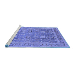 Sideview of Machine Washable Oriental Blue Industrial Rug, wshurb3227blu