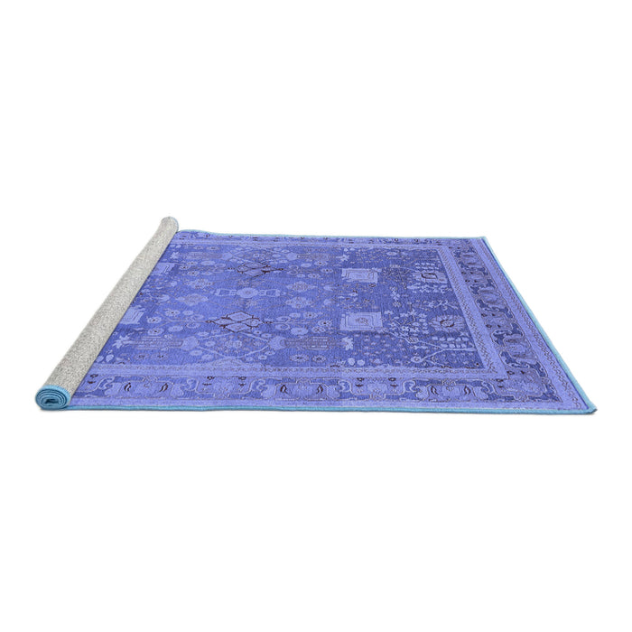 Sideview of Machine Washable Oriental Blue Industrial Rug, wshurb3227blu