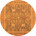 Round Oriental Orange Industrial Rug, urb3227org