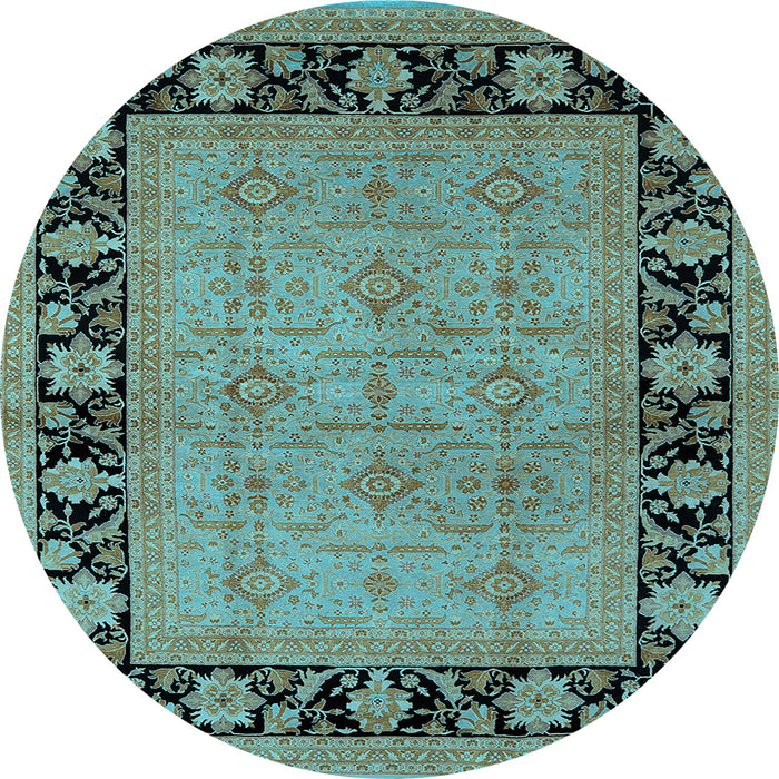 Round Oriental Light Blue Industrial Rug, urb3228lblu