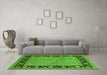 Machine Washable Oriental Green Industrial Area Rugs in a Living Room,, wshurb3228grn