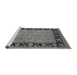 Sideview of Machine Washable Oriental Gray Industrial Rug, wshurb3228gry