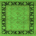 Square Machine Washable Oriental Green Industrial Area Rugs, wshurb3228grn