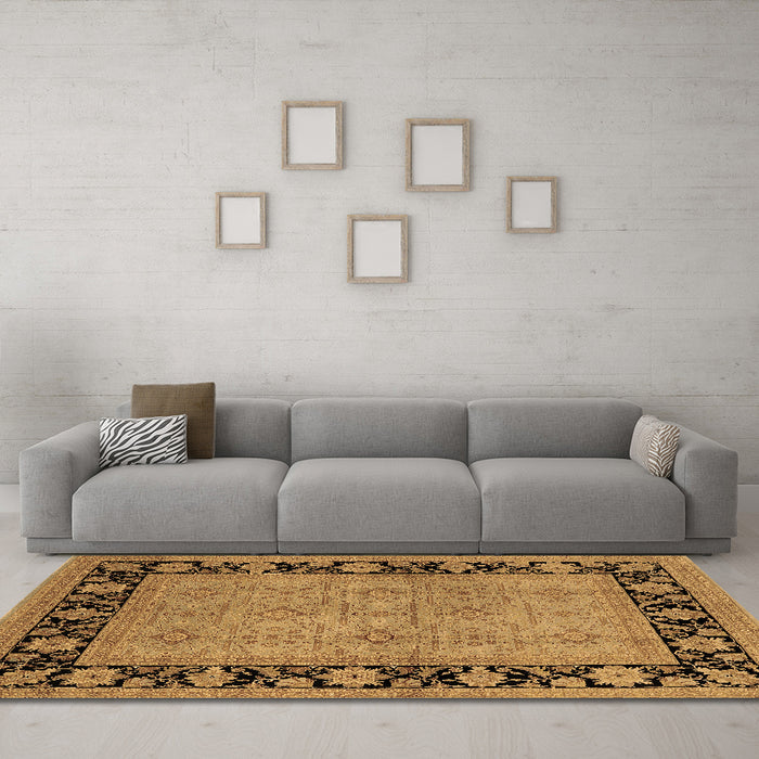 Machine Washable Oriental Brown Industrial Rug in a Living Room,, wshurb3228brn