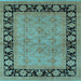 Square Machine Washable Oriental Light Blue Industrial Rug, wshurb3228lblu