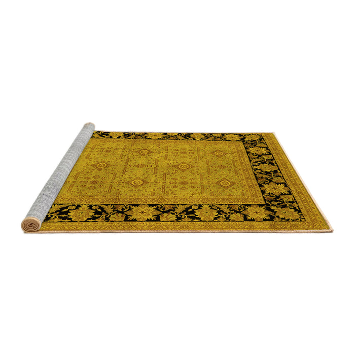 Sideview of Machine Washable Oriental Yellow Industrial Rug, wshurb3228yw