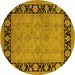 Round Oriental Yellow Industrial Rug, urb3228yw