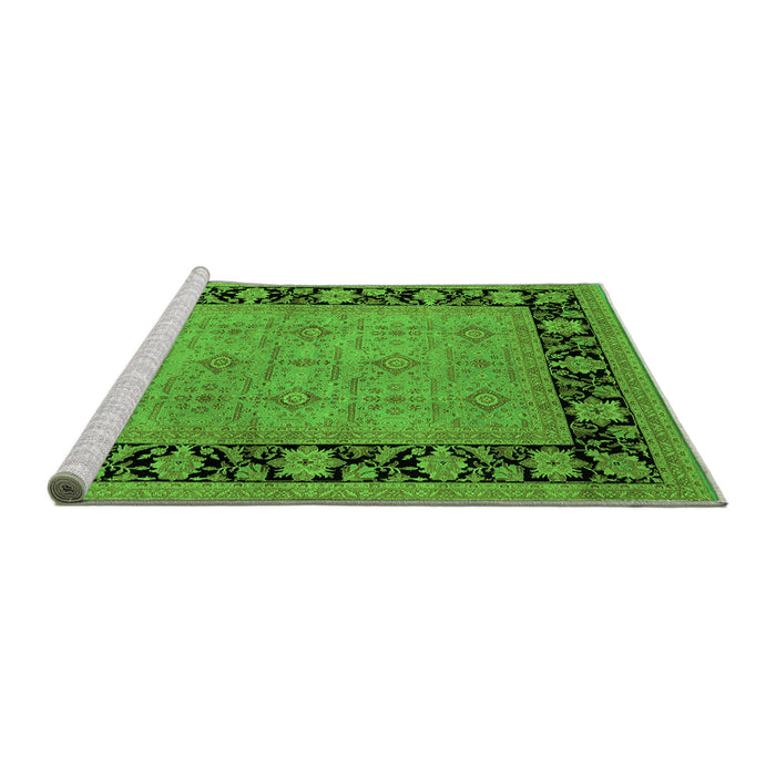 Sideview of Machine Washable Oriental Green Industrial Area Rugs, wshurb3228grn