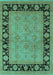 Machine Washable Oriental Turquoise Industrial Area Rugs, wshurb3228turq