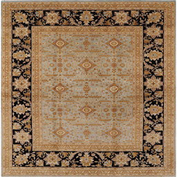 Square Mid-Century Modern Light Copper Gold Oriental Rug, urb3228