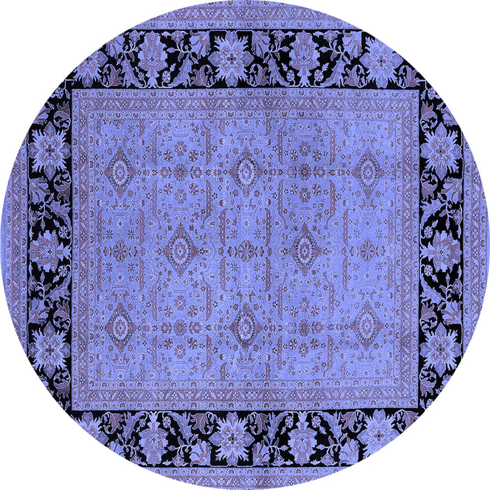 Round Oriental Blue Industrial Rug, urb3228blu