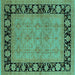 Square Oriental Turquoise Industrial Rug, urb3228turq