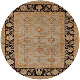 Round Mid-Century Modern Light Copper Gold Oriental Rug, urb3228
