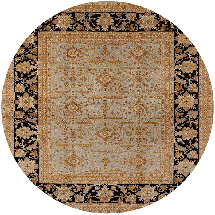 Round Mid-Century Modern Light Copper Gold Oriental Rug, urb3228