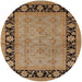 Round Mid-Century Modern Light Copper Gold Oriental Rug, urb3228