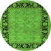 Round Oriental Green Industrial Rug, urb3228grn