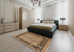 Mid-Century Modern Light Copper Gold Oriental Rug in a Bedroom, urb3228