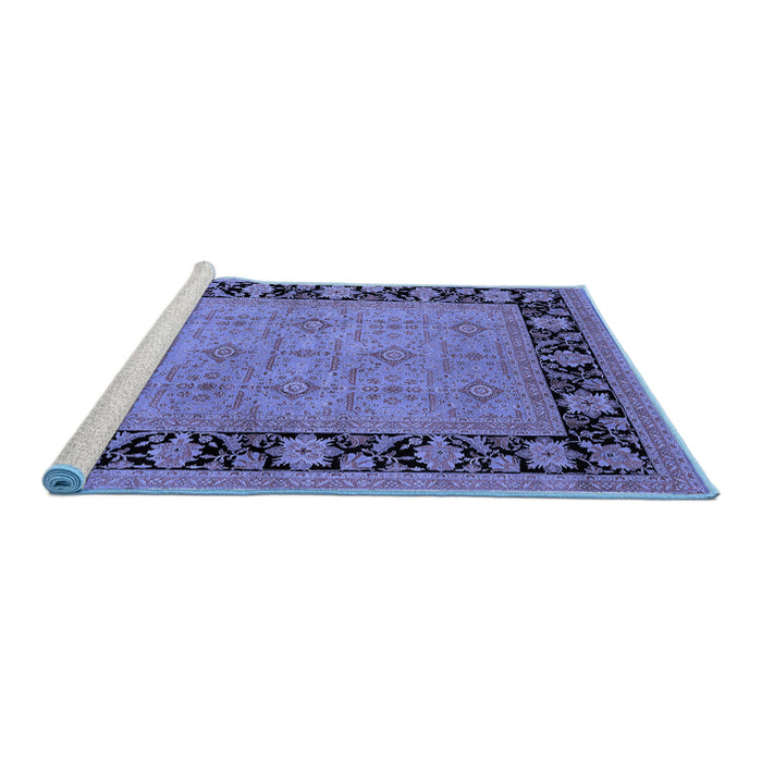 Sideview of Machine Washable Oriental Blue Industrial Rug, wshurb3228blu