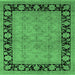 Square Machine Washable Oriental Emerald Green Industrial Area Rugs, wshurb3228emgrn
