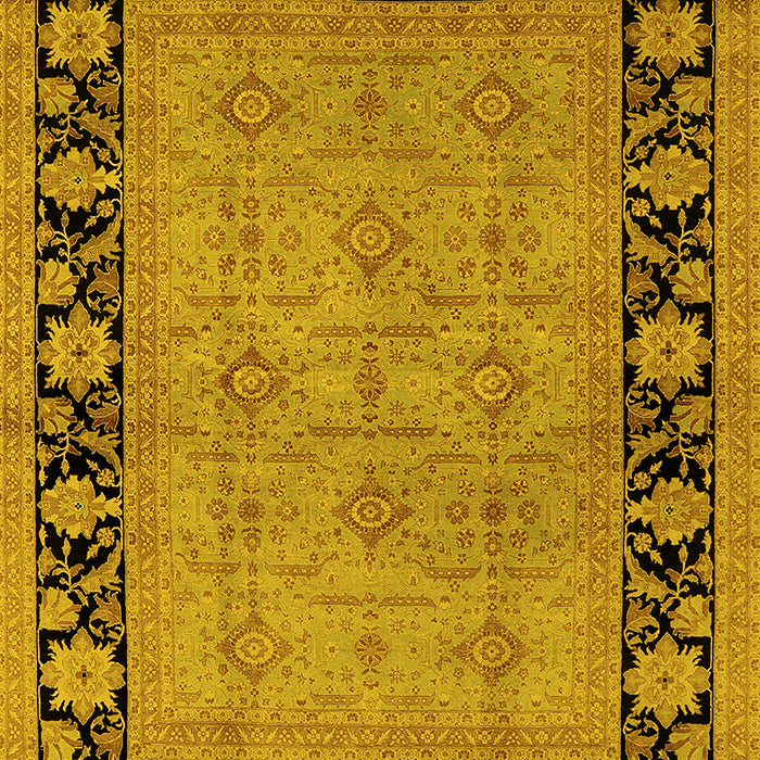 Machine Washable Oriental Yellow Industrial Rug, wshurb3228yw