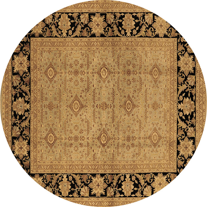 Round Oriental Brown Industrial Rug, urb3228brn