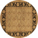 Round Oriental Brown Industrial Rug, urb3228brn