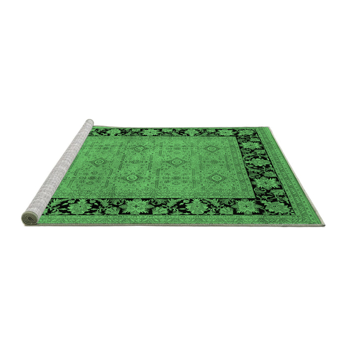 Sideview of Machine Washable Oriental Emerald Green Industrial Area Rugs, wshurb3228emgrn