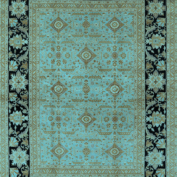Machine Washable Oriental Light Blue Industrial Rug, wshurb3228lblu