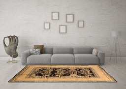 Machine Washable Oriental Brown Industrial Rug in a Living Room,, wshurb3229brn