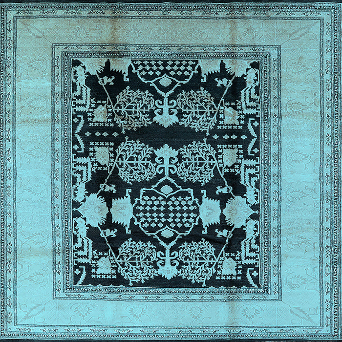 Closeup of Machine Washable Oriental Light Blue Industrial Rug, wshurb3229lblu