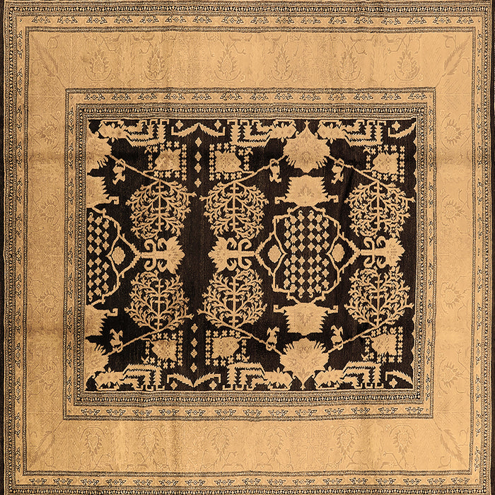 Square Oriental Brown Industrial Rug, urb3229brn