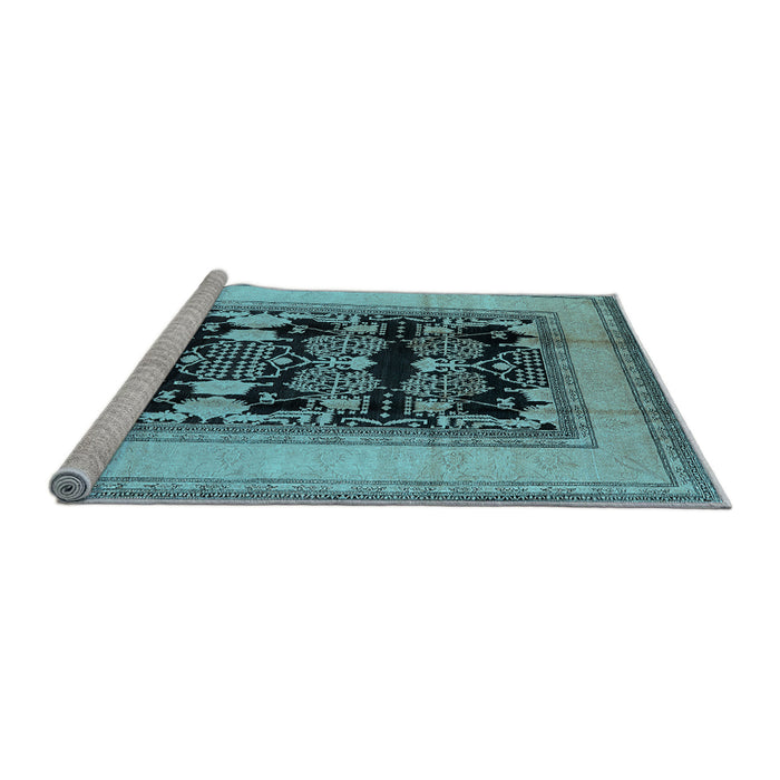 Machine Washable Oriental Light Blue Industrial Rug, wshurb3229lblu