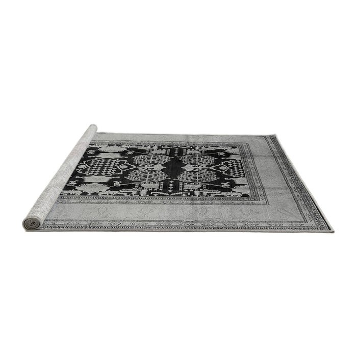 Sideview of Machine Washable Oriental Gray Industrial Rug, wshurb3229gry