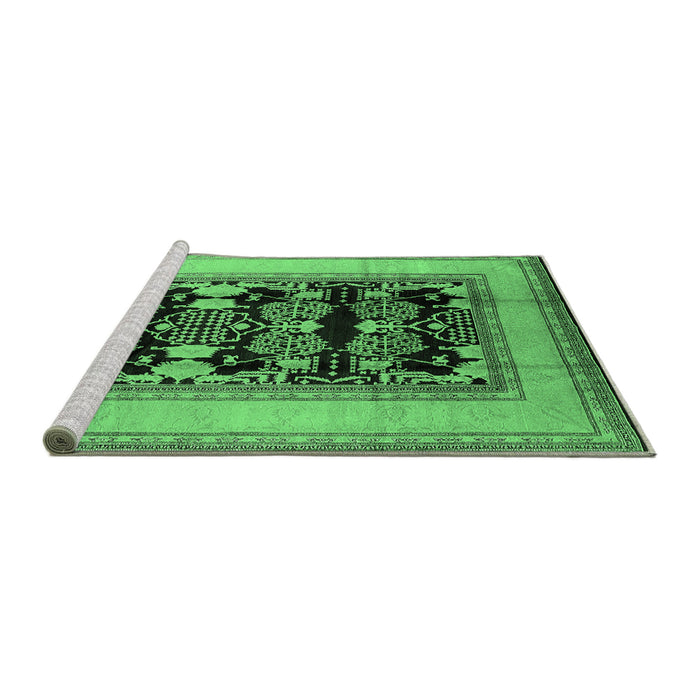 Sideview of Machine Washable Oriental Emerald Green Industrial Area Rugs, wshurb3229emgrn