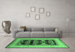 Machine Washable Oriental Emerald Green Industrial Area Rugs in a Living Room,, wshurb3229emgrn