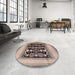 Round Mid-Century Modern Pastel Orange Oriental Rug in a Office, urb3229