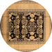 Round Oriental Brown Industrial Rug, urb3229brn