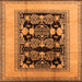 Square Machine Washable Oriental Orange Industrial Area Rugs, wshurb3229org