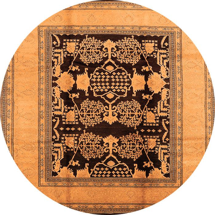 Round Oriental Orange Industrial Rug, urb3229org