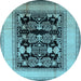 Round Oriental Light Blue Industrial Rug, urb3229lblu