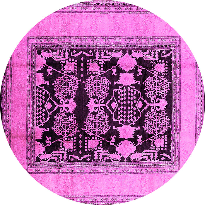 Round Machine Washable Oriental Pink Industrial Rug, wshurb3229pnk