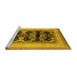 Sideview of Machine Washable Oriental Yellow Industrial Rug, wshurb3229yw